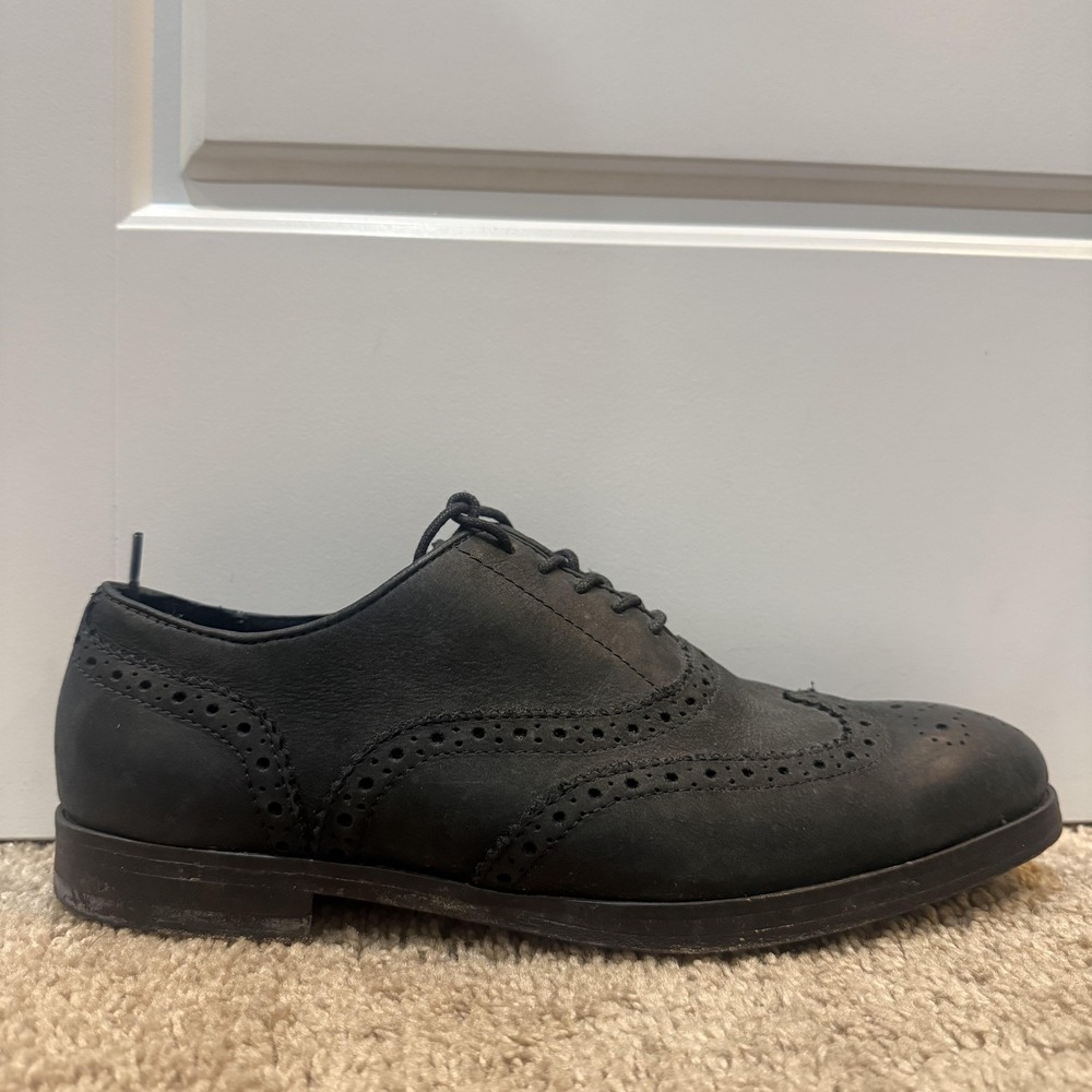 Polo Ralph Lauren Damoin Shoes Mens Size 9.5 D Black Leather Wingtip Brogue
